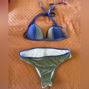 Victorias Secret PINK Brand Blue and Green Velour Bikini Set